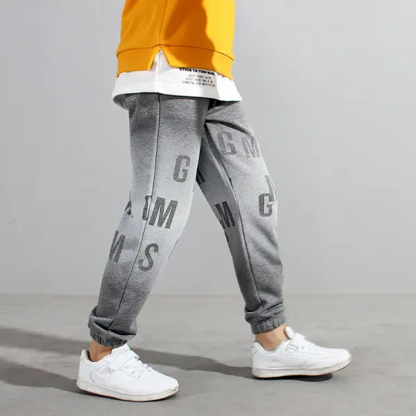 【4Y-13Y】Boys Alphabet Print Sports Trousers Only $7.99 - Popopieshop.com 