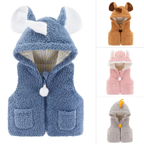 【9M-4Y】Kids Cute Solid Color Keep Warm Quilted Vest Coat - Popopiearab.com 