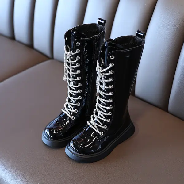 Girls Lace Up High Boots - Popopiearab.com 