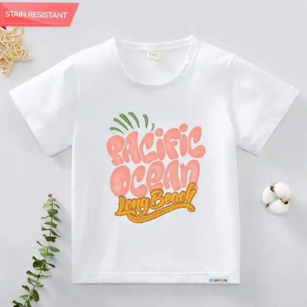 【12M-9Y】Kids Letter Print Antifouling Cotton Short Sleeved T-shirt Only $13.99 - Popopieshop.com 