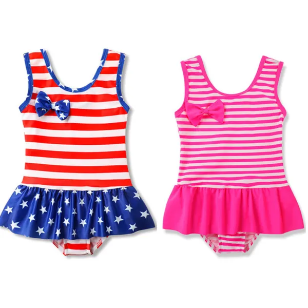 【12M-9Y】Girls Striped One Piece Swimsuit - Popopieshop.com 