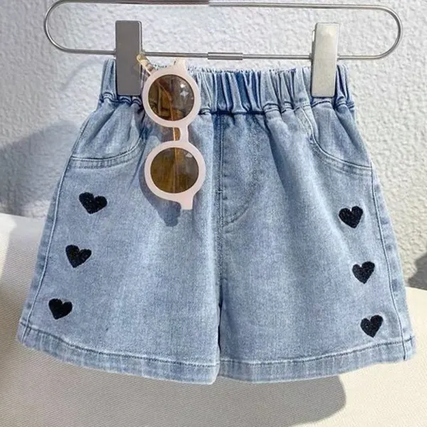 【2Y-11Y】Girl Cartoon Pattern Denim Shorts - 3207 - Popopieshop.com 