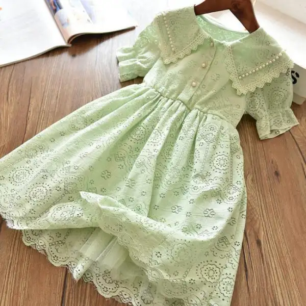 【3Y-13Y】Girls Lace Short Sleeve Dress - Popopieshop.com 