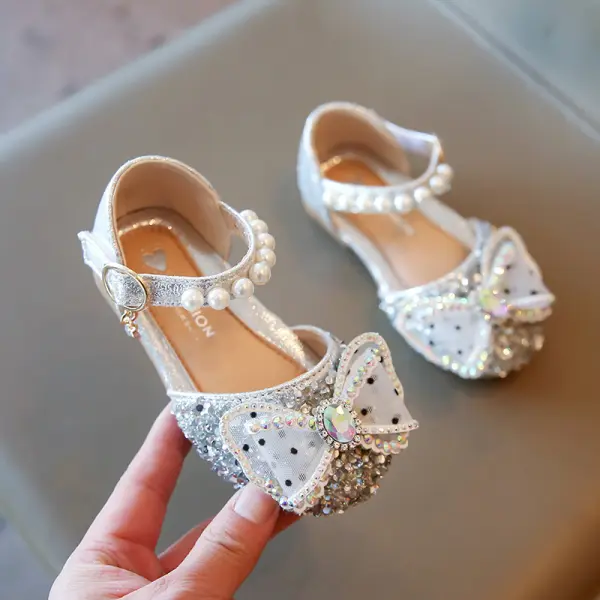 Girls Sequin Bow Flat Sandals Party Shoes Only $5.99 - Popopieshop.com 