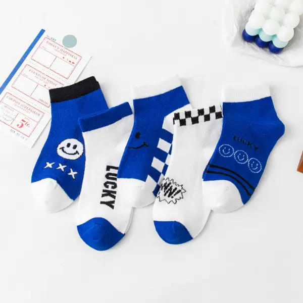 【1Y-12Y】5-pack Boys Multicolor Cotton Socks Only $7.99 - Popopieshop.com 