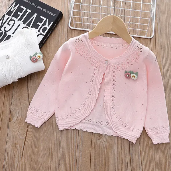 【12M-7Y】Toddler Girl Cute Flower Sweater Cardigan - Popopieshop.com 