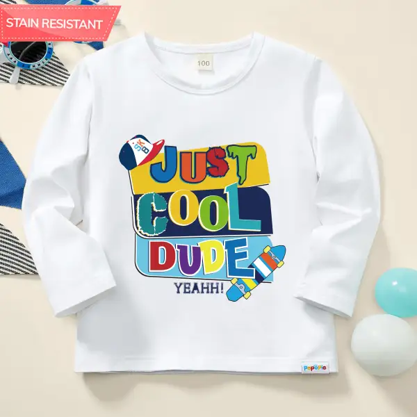 【12M-9Y】Boy Cotton Stain Resistant Letter Print Long Sleeve Tee Only $15.99 - Popopieshop.com 