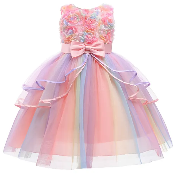 【12M-11Y】Girls Applique Gradient Mesh Sleeveless Princess Dress - 3607 - Popopieshop.com 