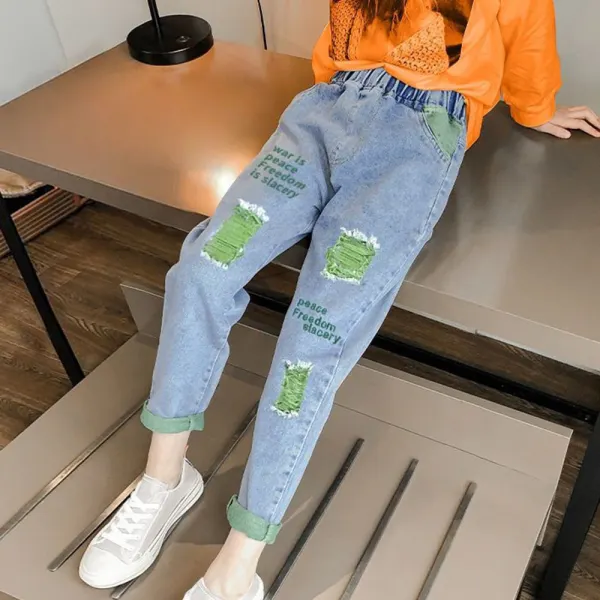 【2Y-11Y】Girl Fashion Blue Jeans - 3211 - Popopieshop.com 