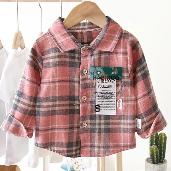 【12M-5Y】Boys Multicolor Plaid Long Sleeve Shirt - Popopieshop.com 