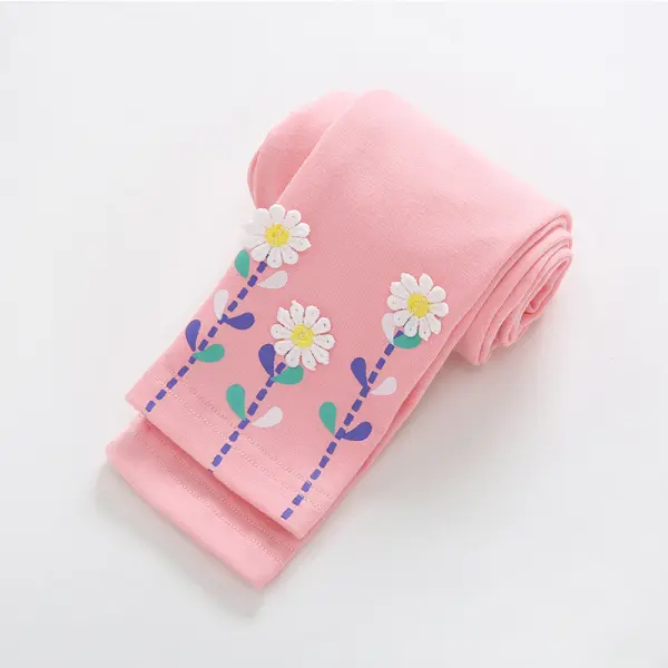 【2Y-11Y】Girls Cotton Multicolor Appliquéd Leggings - Popopieshop.com 