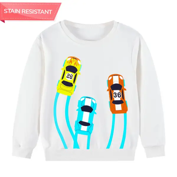 【12M-9Y】Boy Cotton Stain Resistant Car Print Long Sleeve Sweatshirt Only $20.99 - Popopieshop.com 