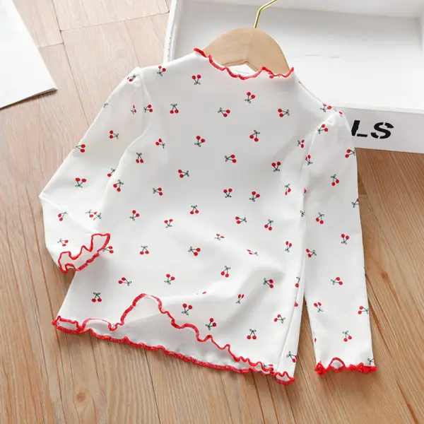 【18M-7Y】Girls Heart Cherry Print Long Sleeve T-shirt Only $4.99 - Popopieshop.com 