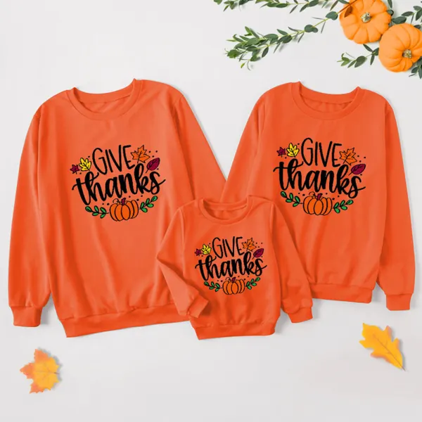 Thanksgiving Print Long Sleeve Family Matching Outfits - Popopieshop.com 