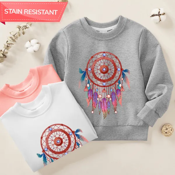 【12M-9Y】Girl Dreamcatcher Print Cotton Stain Resistant Long Sleeve Sweatshirt - Popopieshop.com 