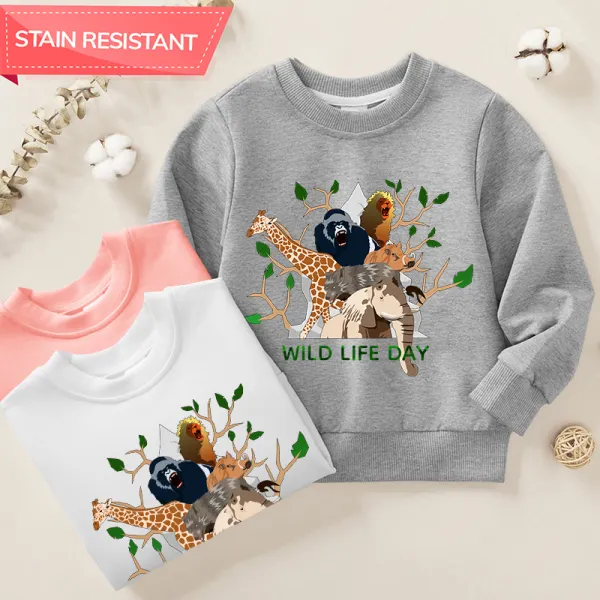 【12M-9Y】Kids Cartoon Animals Print Cotton Stain Resistant Long Sleeve Sweatshirt - Popopieshop.com 