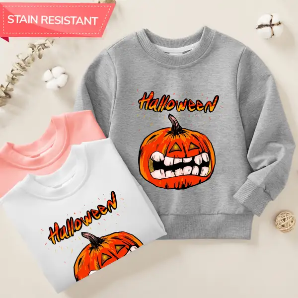 【12M-9Y】Unisex Cotton Stain Resistant Halloween Print Long Sleeve Sweatshirt - Popopieshop.com 