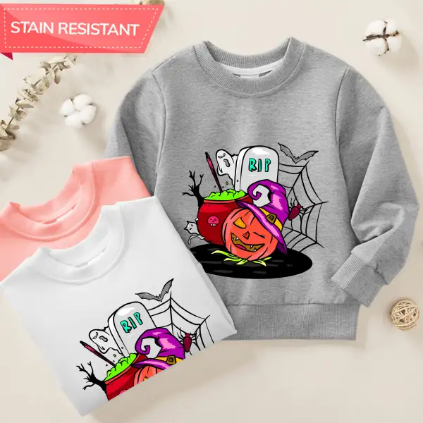 【12M-9Y】Unisex Cotton Stain Resistant Halloween Print Long Sleeve Sweatshirt - Popopieshop.com 