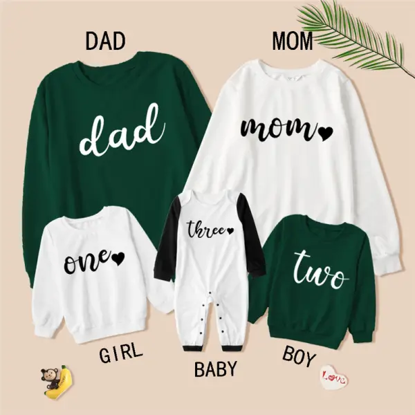 Casual Letter Print Long Sleeve Family Matching Outfits - Popopieshop.com 