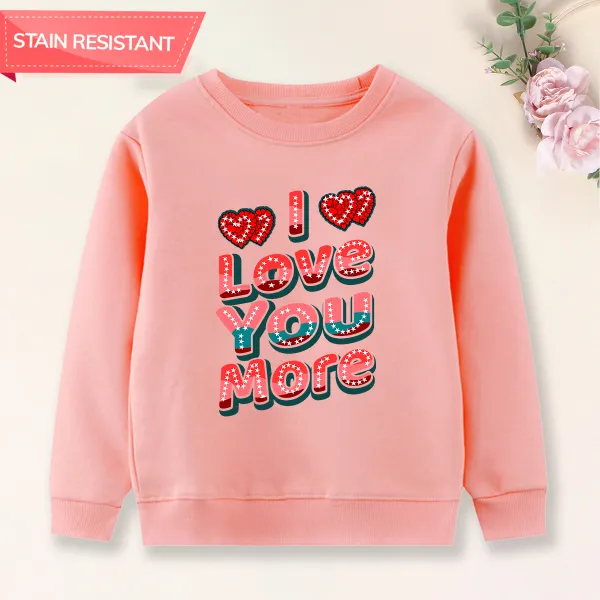 【12M-9Y】Girls Letters And Heart Shape Print Cotton Stain Resistant Long Sleeve Sweatshirt - Popopieshop.com 