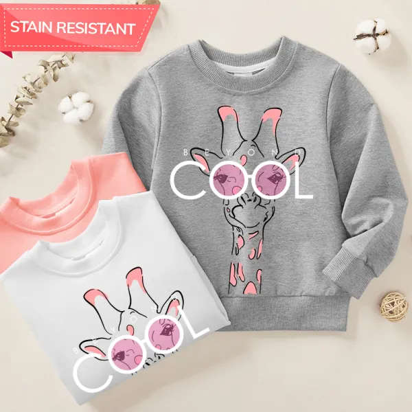 【12M-9Y】Unisex Kids Cotton Stain Resistant Giraffe Print Long Sleeve Sweatshirt - Popopieshop.com 