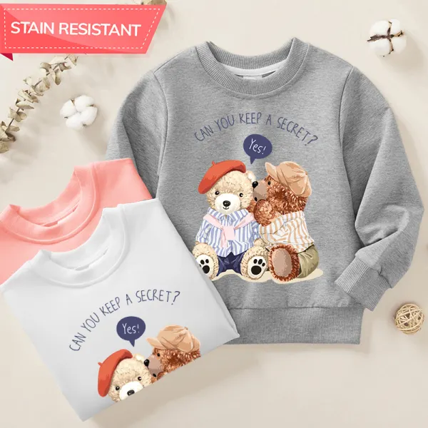 【12M-9Y】Unisex Kids Cotton Stain Resistant Bear Print Long Sleeve Sweatshirt - Popopieshop.com 