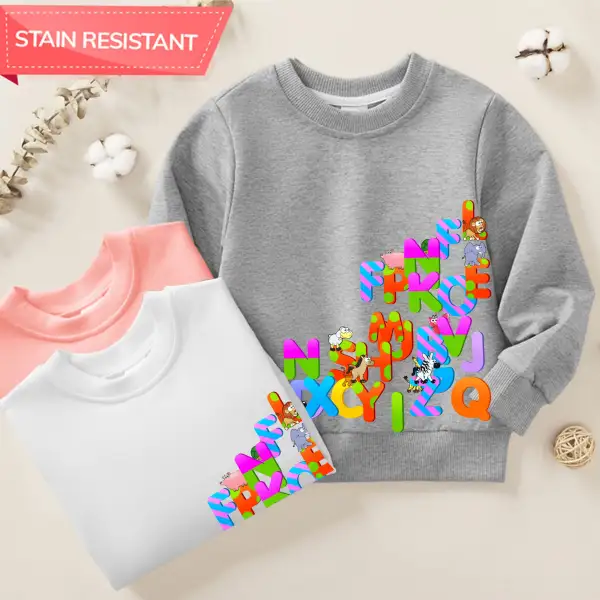 【12M-9Y】Unisex Cotton Stain Resistant Cartoon Letter Print Long Sleeve Sweatshirt - Popopieshop.com 