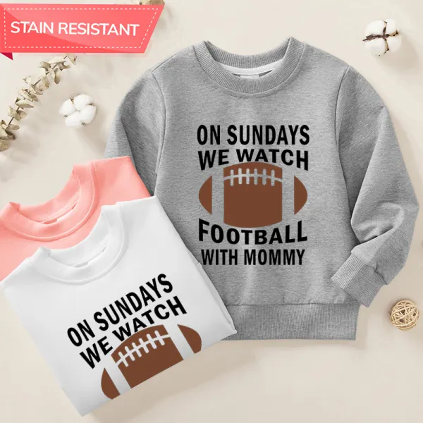 【12M-9Y】Kids Letter And Football Print Cotton Stain Resistant Long Sleeve Sweatshirt - Popopieshop.com 