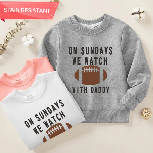 【12M-9Y】Kids Letter And Football Print Cotton Stain Resistant Long Sleeve Sweatshirt - Popopieshop.com 