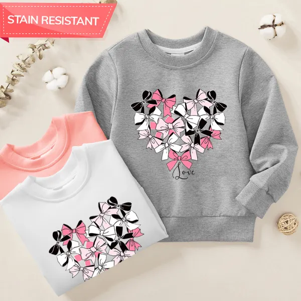 【12M-9Y】Girl Sweet Bow Print Cotton Stain Resistant Long Sleeve Sweatshirt - Popopieshop.com 