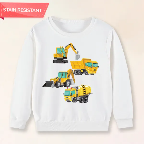 【12M-9Y】Boy Excavator Print Cotton Stain Resistant Long Sleeve Sweatshirt Only $20.99 - Popopieshop.com 