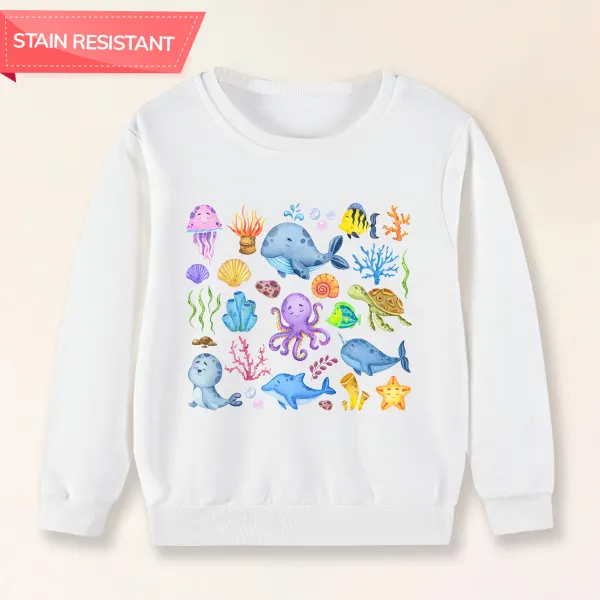 【12M-9Y】Kids Cartoon Fish Print Cotton Stain Resistant Long Sleeve Sweatshirt - Popopieshop.com 