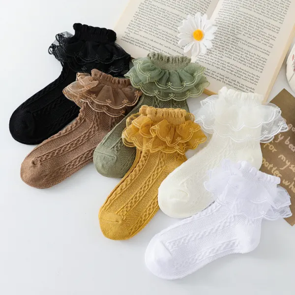 【1Y-12Y】Girls Fashion Sweet Lace Ruffle Socks - Popopieshop.com 