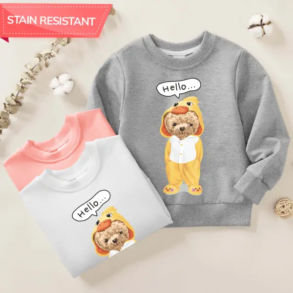 【12M-9Y】Unisex Kids Cotton Stain Resistant Bear Print Long Sleeve Sweatshirt - Popopieshop.com 