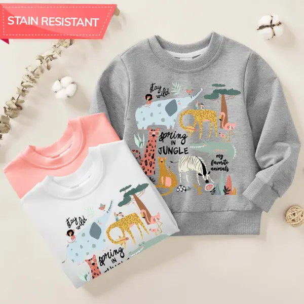 【12M-9Y】Unisex Kids Cotton Stain Resistant Animals Print Long Sleeve Sweatshirt - Popopieshop.com 