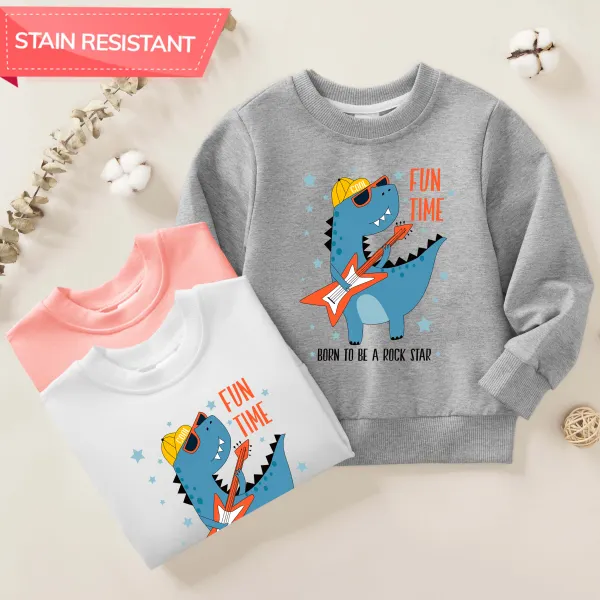 【12M-9Y】Kids Dinosaurs And Letters Print Cotton Stain Resistant Long Sleeve Sweatshirt - Popopieshop.com 