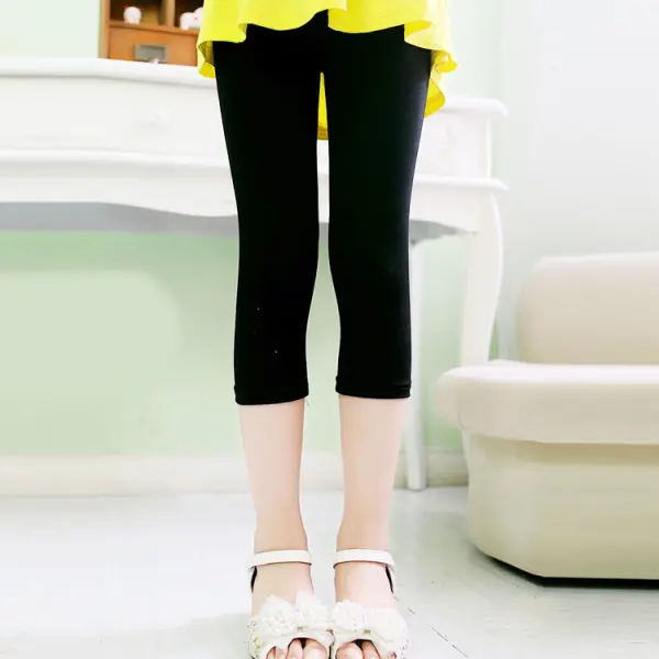 【4Y-11Y】Girl Casual Solid Color Multicolor Elastic Five Points Pants - 006 - Popopieshop.com 