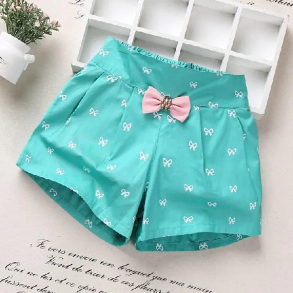 【2Y-11Y】Girls Multicolor Bow Print Shorts - 7198 - Popopieshop.com 