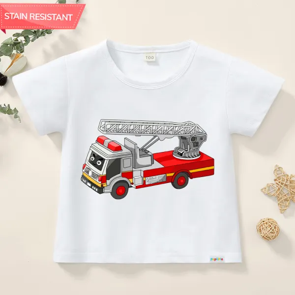 【12M-9Y】Boy Cute Cotton Stain Resistant Fire Enginer Print Short Sleeve Tee Only $11.99 - Popopieshop.com 