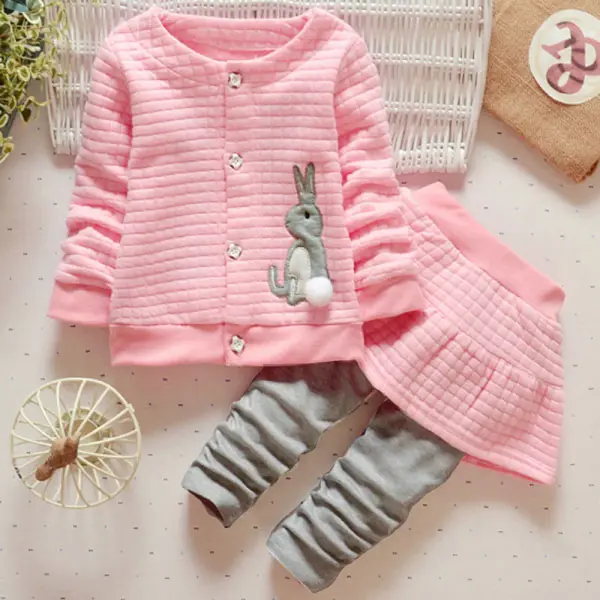 【12M-4Y】Girl Sweet Rabbit Embroidered Jacket Hakama Set - Thepopopie.com 