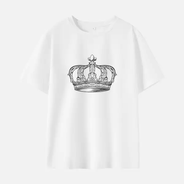 Women Crown Print Cotton Stain Resistant Short Sleeve T-shirt - Popopieshop.com 