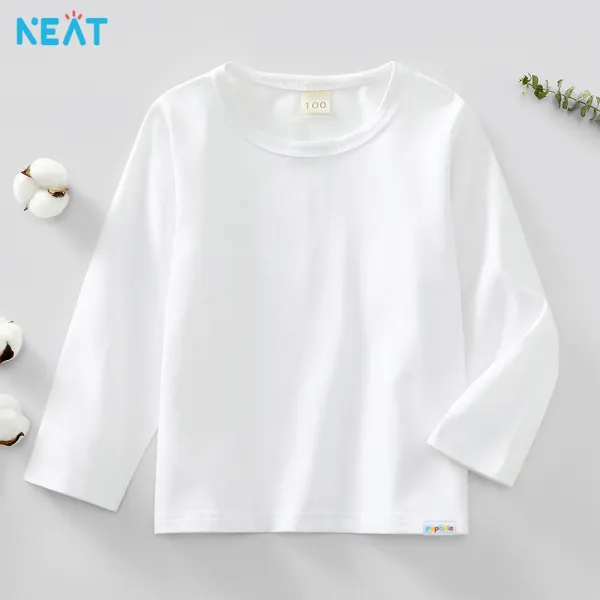 【12M-9Y】Kids Cotton Stain Resistant Long Sleeve Tee - Popopieshop.com 