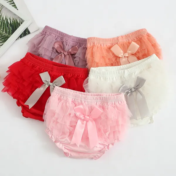 【6M-3Y】Baby Girl Cotton Multicolor Ruffle Bow Panties - Popopieshop.com 