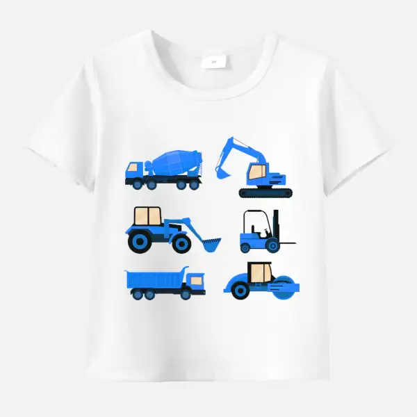 【12M-9Y】Boy Cotton Stain Resistant Car Print Short Sleeve Tee Only $13.99 - Popopieshop.com 