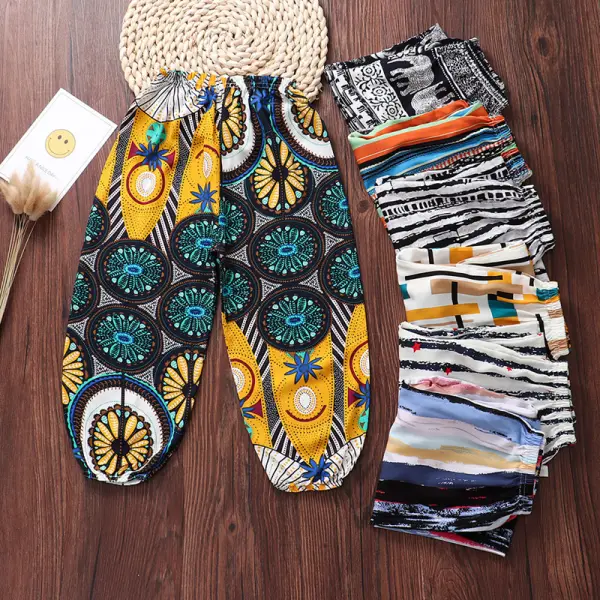 【12M-10Y】Kids Retro Simple Cartoon Print Pants - Popopieshop.com 