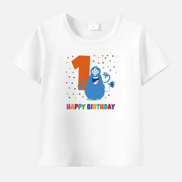 【12M-9Y】Unisex Kids Cotton Stain Resistant Birthday Print Short Sleeve Tee1 Only $14.99 - Popopieshop.com 