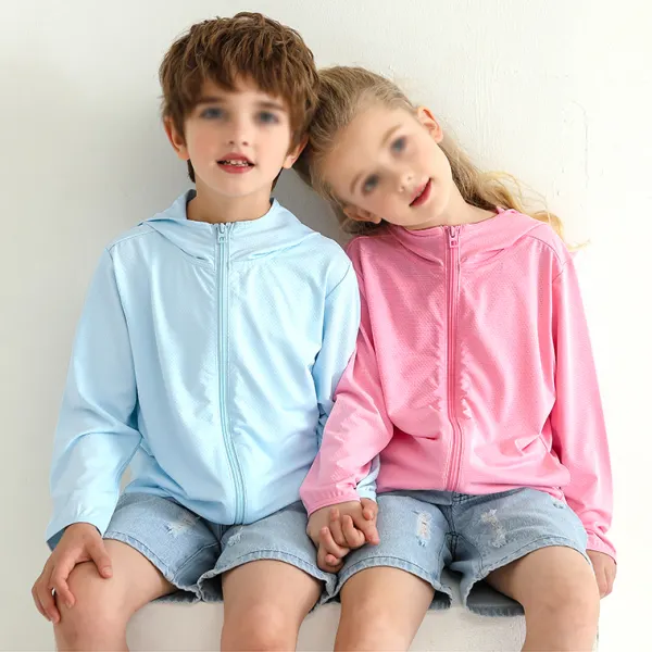 【18M-13Y】Kids Casual Long-sleeved Hooded Sun-protective Cardigan - Popopieshop.com 