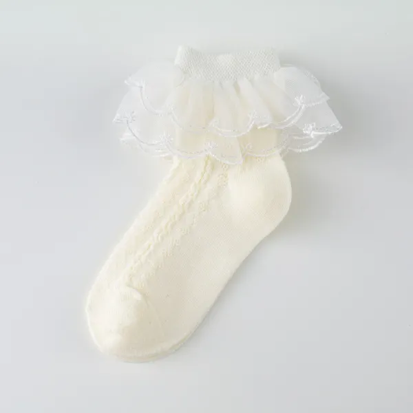 【1Y-12Y】Girls Cute Lace Ruffle Cotton Socks - Popopieshop.com 