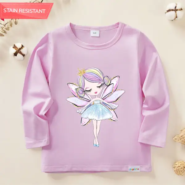 【12M-9Y】Girl Cute Elves Print Cotton Stain Resistant Long Sleeve T-shirt - Popopieshop.com 