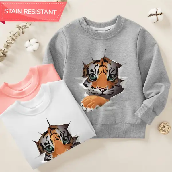 【12M-9Y】Boy Cotton Stain Resistant Tiger Print Long Sleeve Sweatshirt - Popopieshop.com 